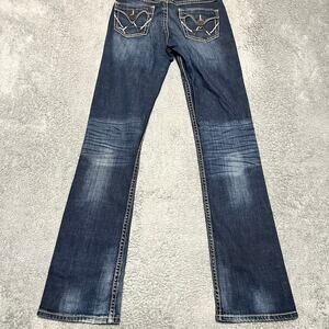 Wrangler Jeans Womens 3/4 (28x35) Low Rise Bootcut Flap Western Contrast Stitch